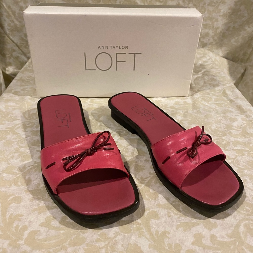 Ann Taylor Pink Leather Slides 8.5